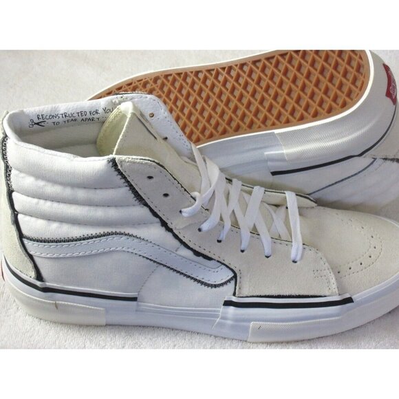 Vans Men's Sk8-Hi Reconstruct Marshmallow White Canvas Suede shoes Size 13 NIB - Picture 2 of 5